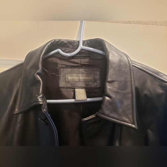 Leather Coat Banana Republic Size L Black - Picture 7 of 8